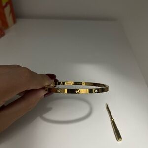 18K Gold Plated LOVE Bracelet W/ 4 Diamond Accents & Screwdriver
